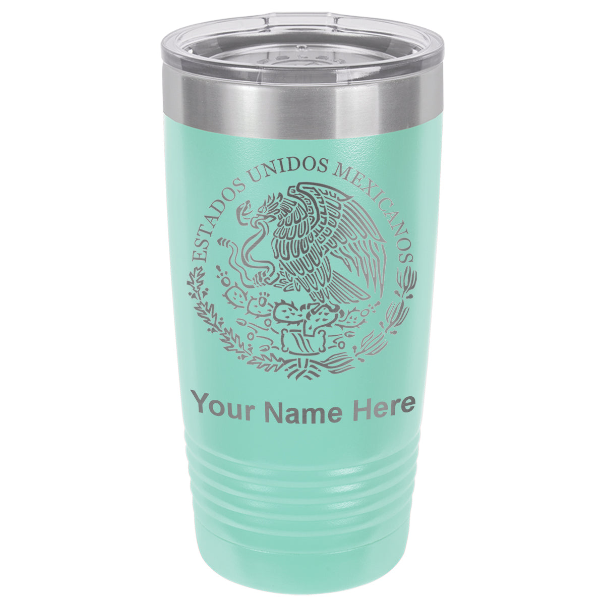 20oz Vacuum Insulated Tumbler Mug, Flag of Mexico, Personalized Engraving Included