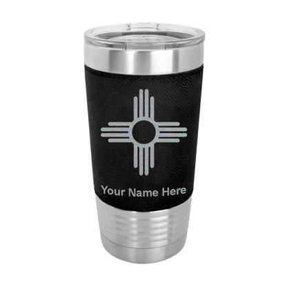 20oz Faux Leather Tumbler Mug, Flag of New Mexico, Personalized Engraving Included - LaserGram Custom Engraved Gifts