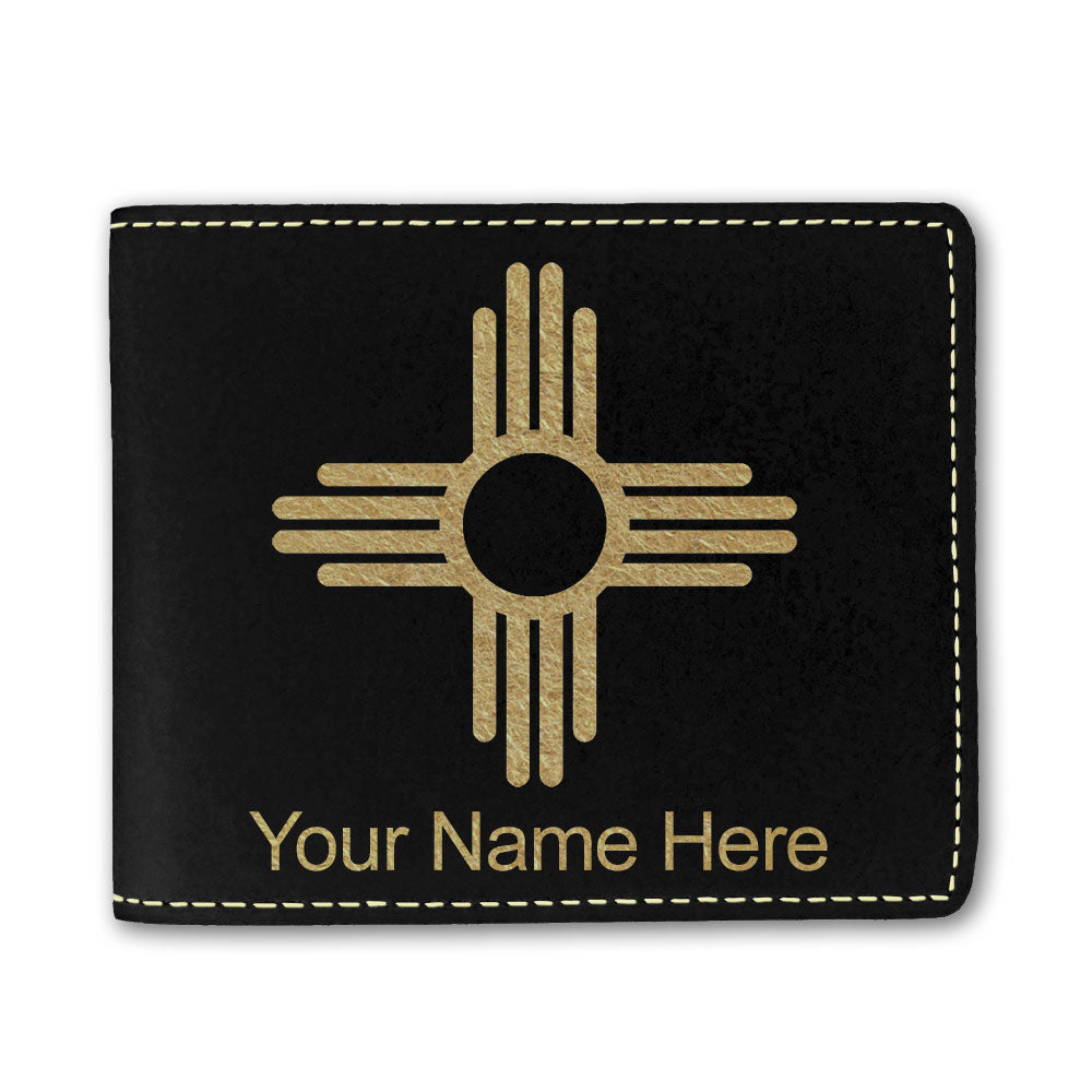 Faux Leather Bi-Fold Wallet, Flag of New Mexico, Personalized Engraving Included