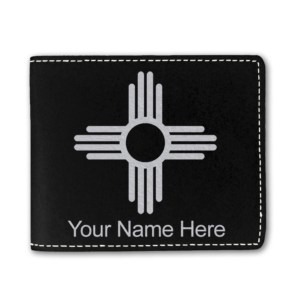 Faux Leather Bi-Fold Wallet, Flag of New Mexico, Personalized Engraving Included