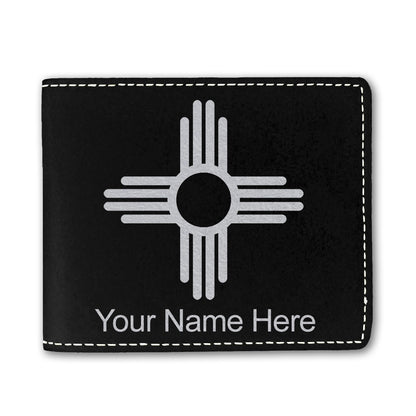 Faux Leather Bi-Fold Wallet, Flag of New Mexico, Personalized Engraving Included