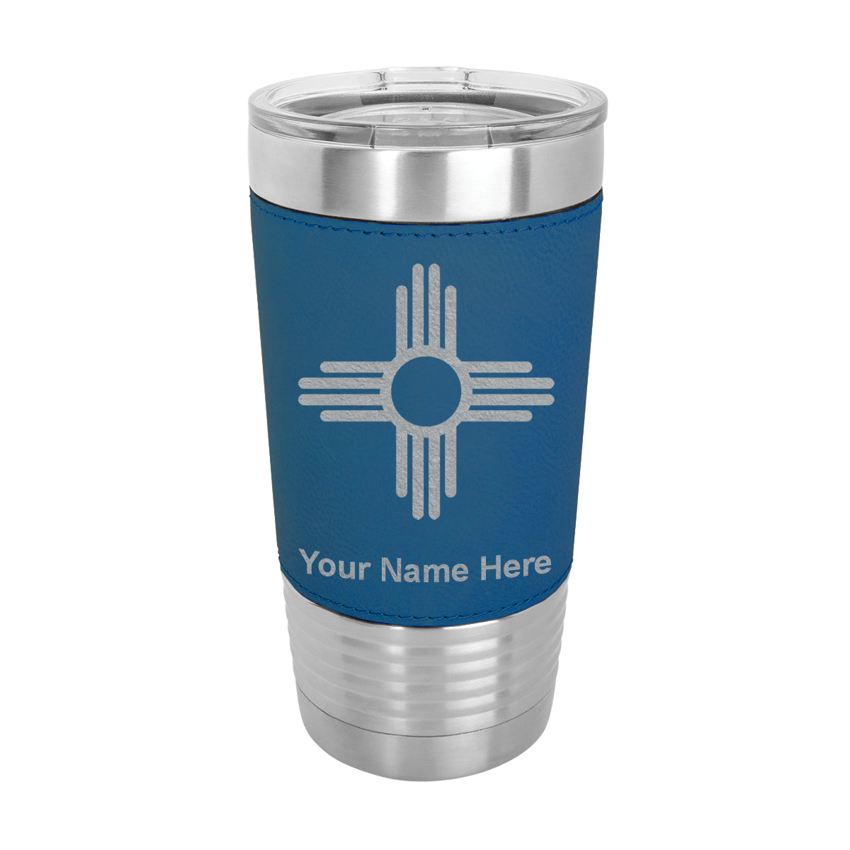 20oz Faux Leather Tumbler Mug, Flag of New Mexico, Personalized Engraving Included - LaserGram Custom Engraved Gifts