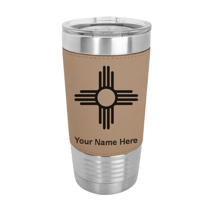 20oz Faux Leather Tumbler Mug, Flag of New Mexico, Personalized Engraving Included - LaserGram Custom Engraved Gifts