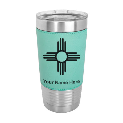 20oz Faux Leather Tumbler Mug, Flag of New Mexico, Personalized Engraving Included - LaserGram Custom Engraved Gifts