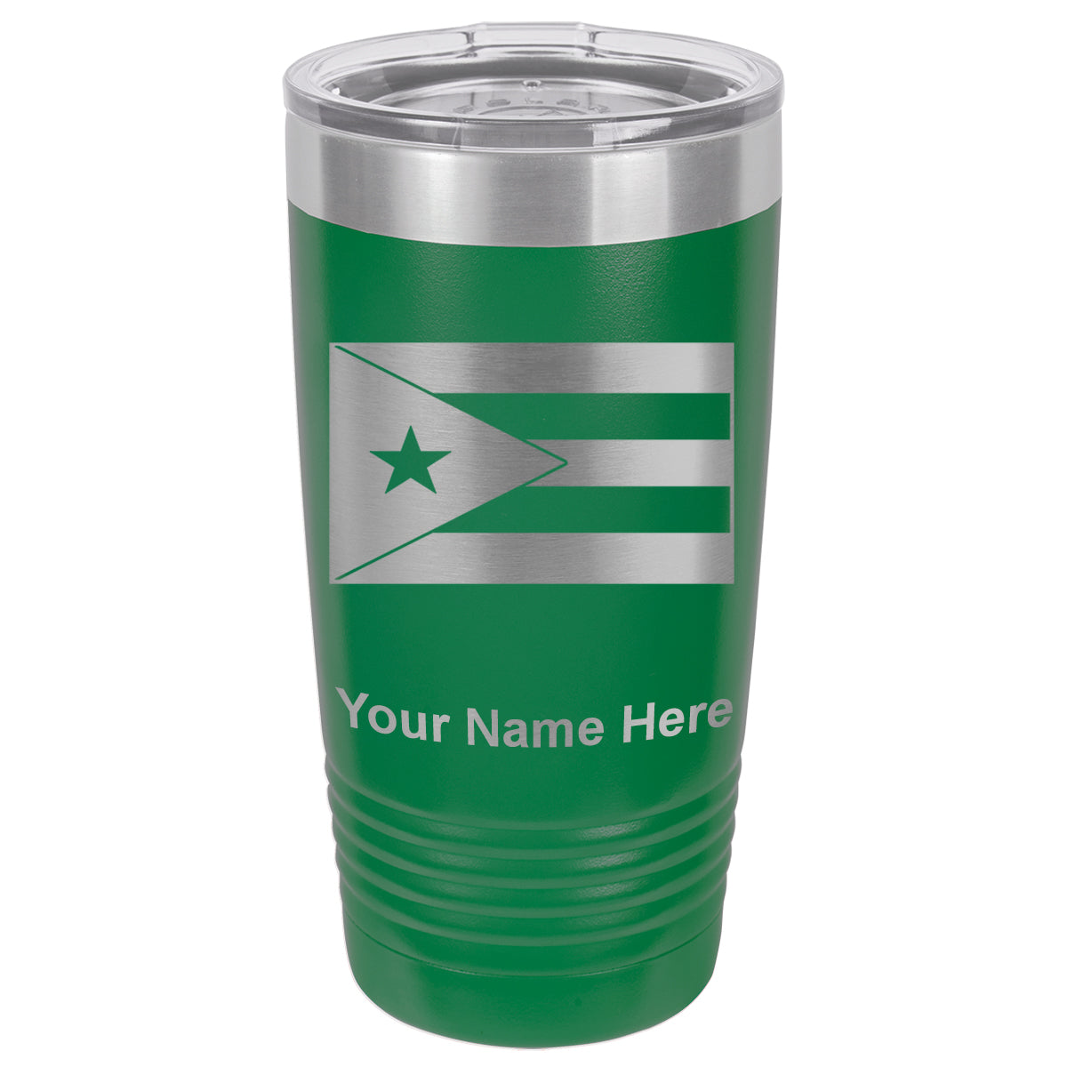 20oz Vacuum Insulated Tumbler Mug, Flag of Puerto Rico, Personalized Engraving Included