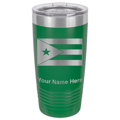 20oz Vacuum Insulated Tumbler Mug, Flag of Puerto Rico, Personalized Engraving Included