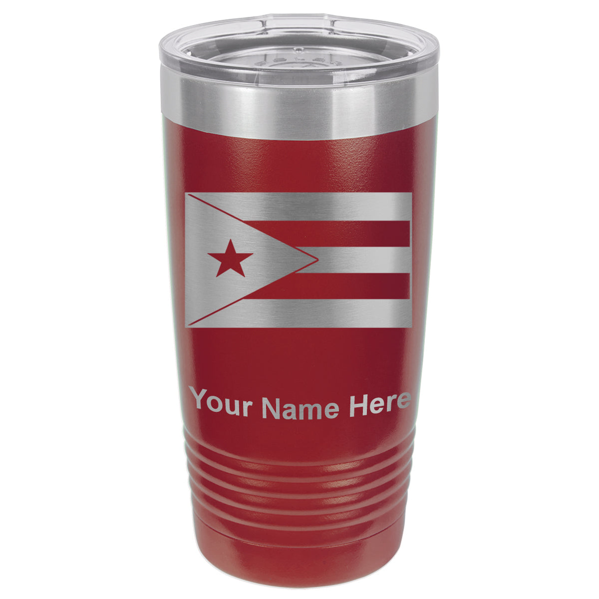 20oz Vacuum Insulated Tumbler Mug, Flag of Puerto Rico, Personalized Engraving Included