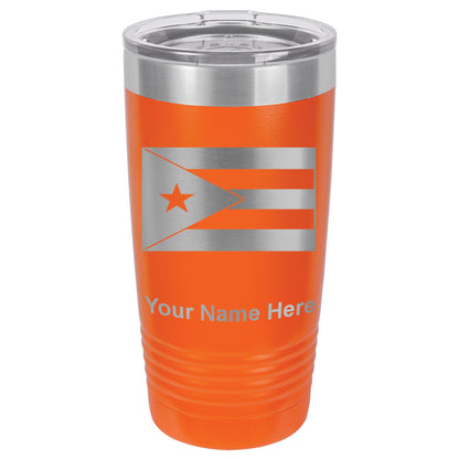 20oz Vacuum Insulated Tumbler Mug, Flag of Puerto Rico, Personalized Engraving Included