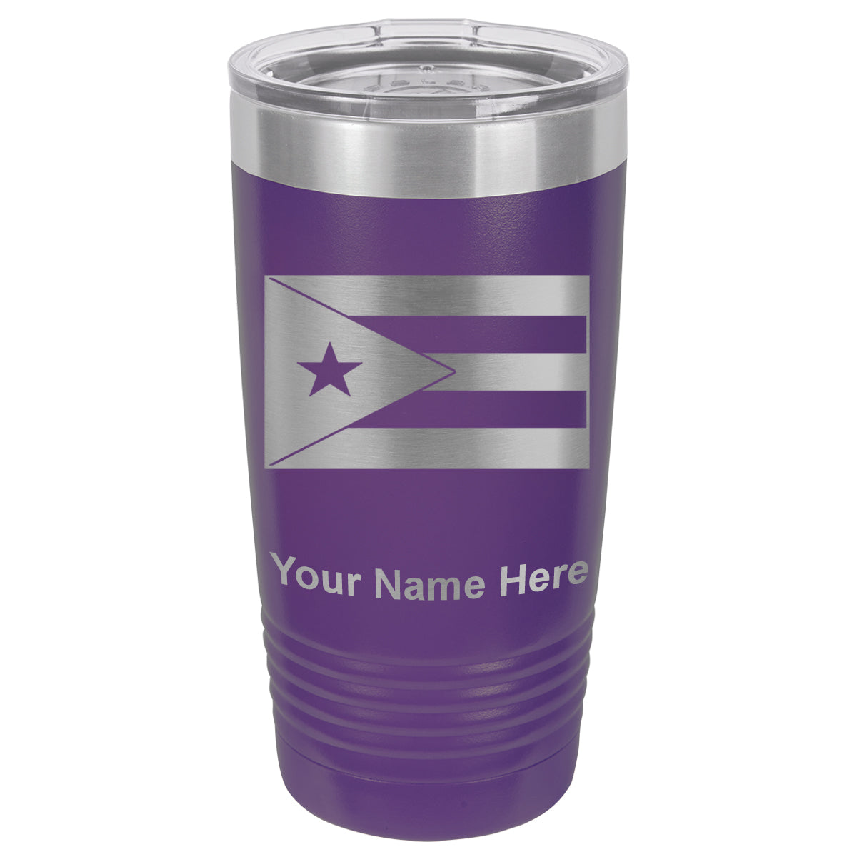 20oz Vacuum Insulated Tumbler Mug, Flag of Puerto Rico, Personalized Engraving Included