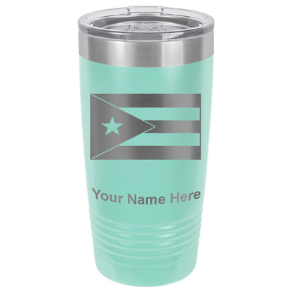20oz Vacuum Insulated Tumbler Mug, Flag of Puerto Rico, Personalized Engraving Included