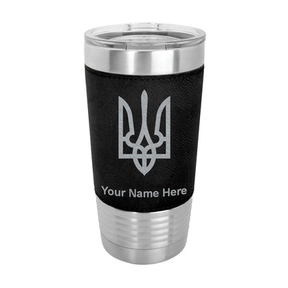 20oz Faux Leather Tumbler Mug, Flag of Ukraine, Personalized Engraving Included - LaserGram Custom Engraved Gifts