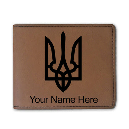 Faux Leather Bi-Fold Wallet, Flag of Ukraine, Personalized Engraving Included