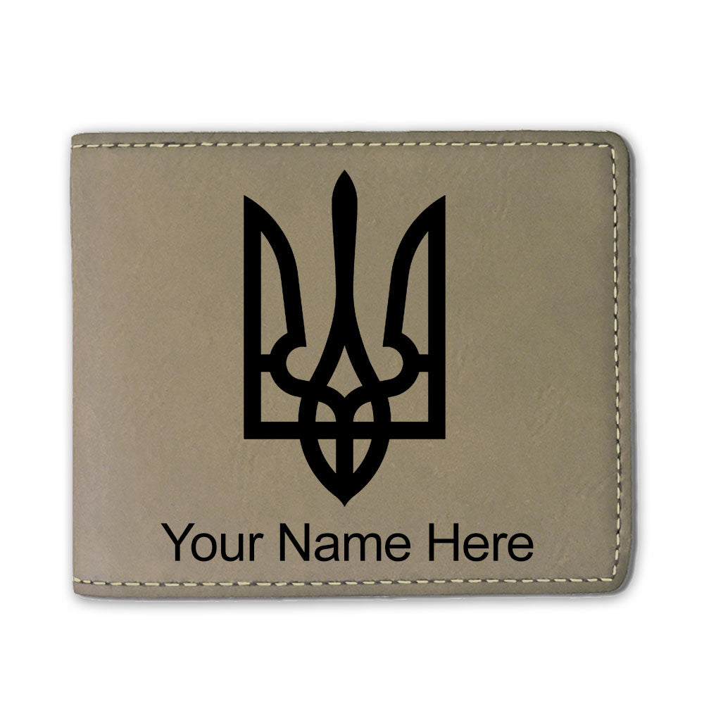 Faux Leather Bi-Fold Wallet, Flag of Ukraine, Personalized Engraving Included