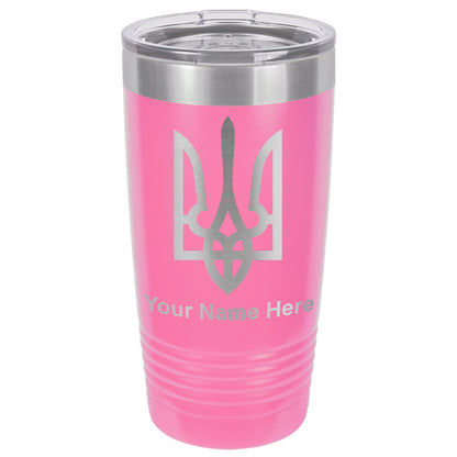 20oz Vacuum Insulated Tumbler Mug, Flag of Ukraine, Personalized Engraving Included