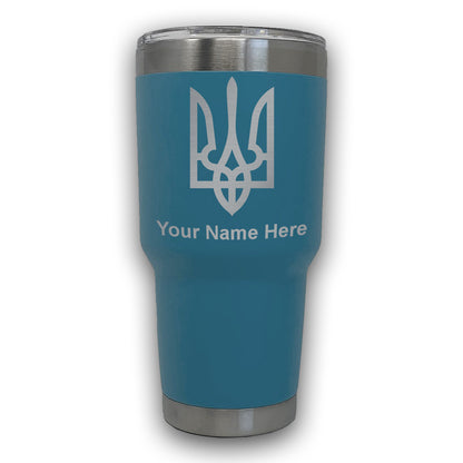 LaserGram 30oz Tumbler Mug, Flag of Ukraine, Personalized Engraving Included