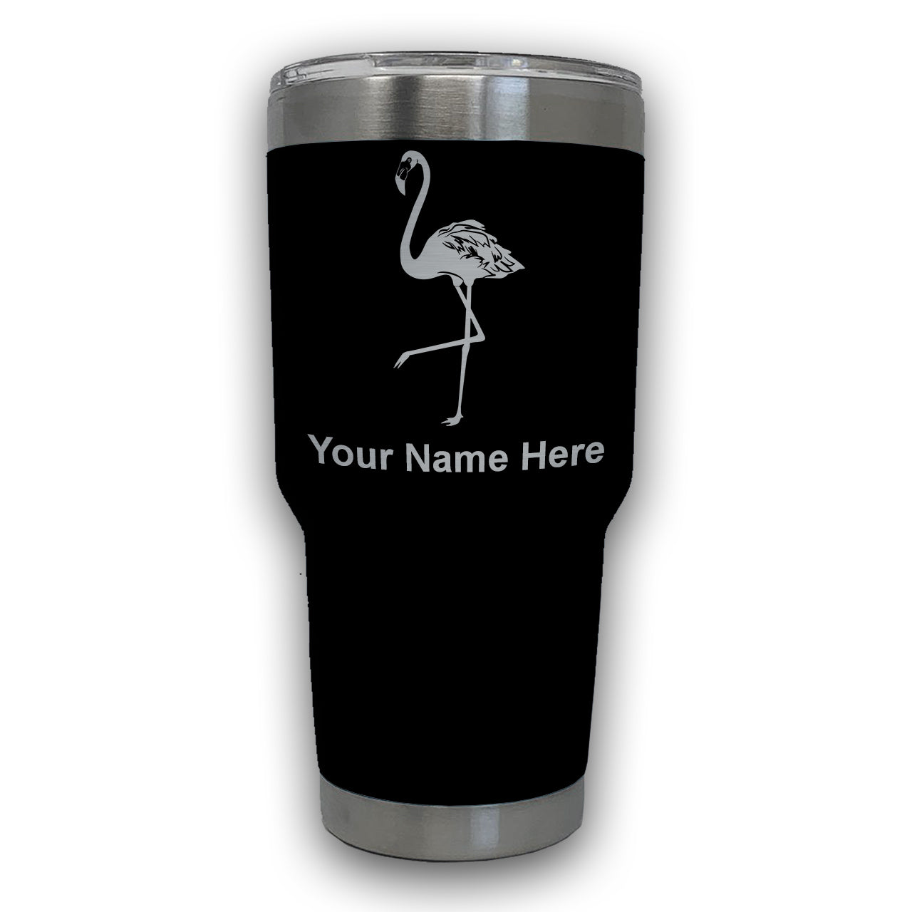 LaserGram 30oz Tumbler Mug, Flamingo, Personalized Engraving Included