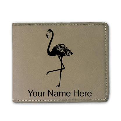 Faux Leather Bi-Fold Wallet, Flamingo, Personalized Engraving Included