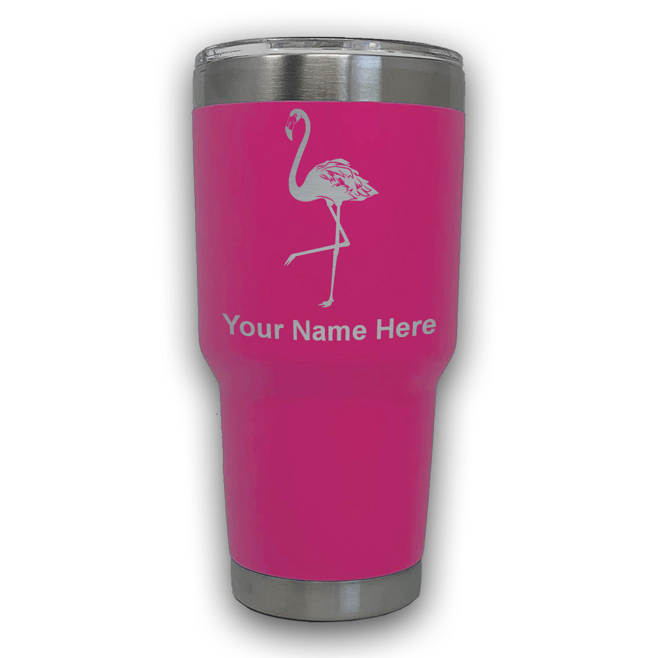 LaserGram 30oz Tumbler Mug, Flamingo, Personalized Engraving Included