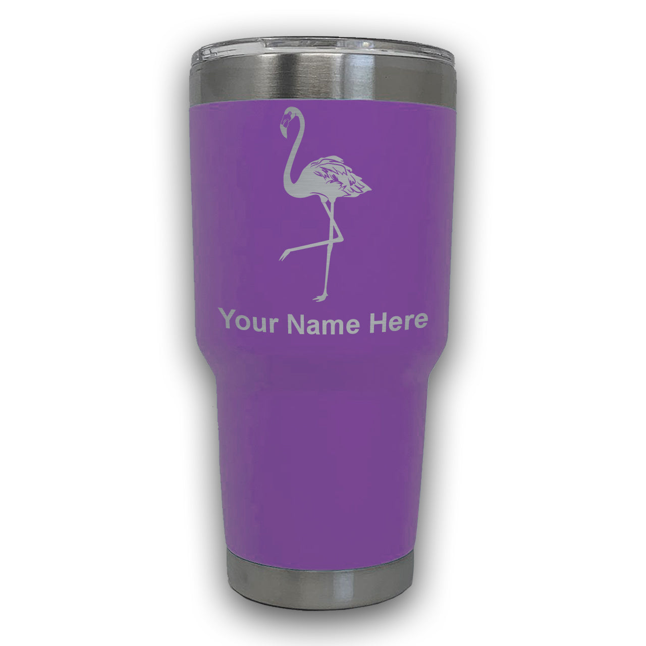 LaserGram 30oz Tumbler Mug, Flamingo, Personalized Engraving Included