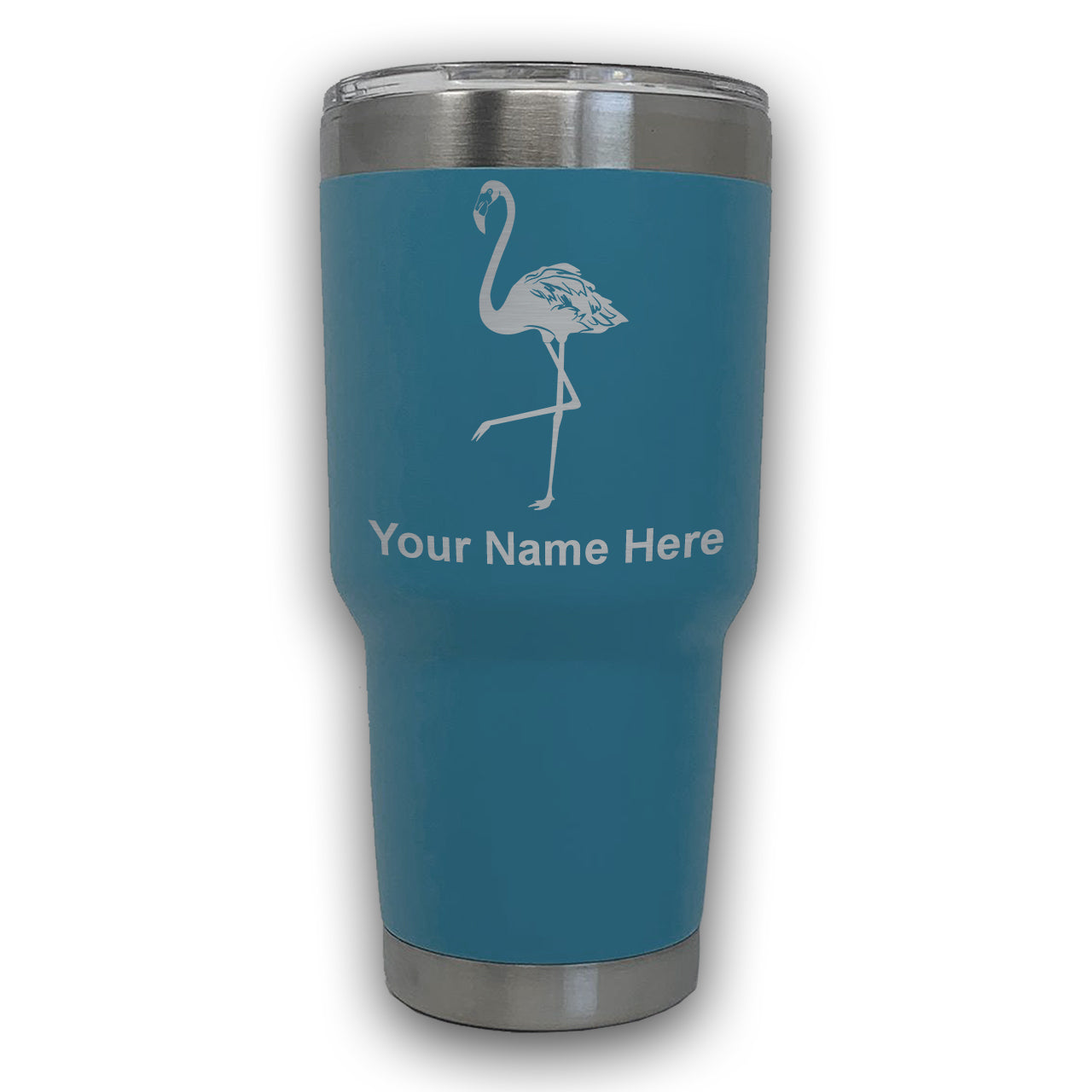 LaserGram 30oz Tumbler Mug, Flamingo, Personalized Engraving Included