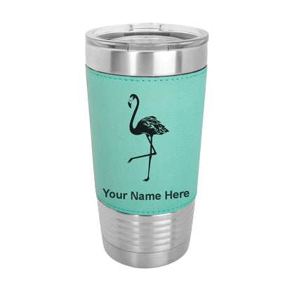 20oz Faux Leather Tumbler Mug, Flamingo, Personalized Engraving Included - LaserGram Custom Engraved Gifts