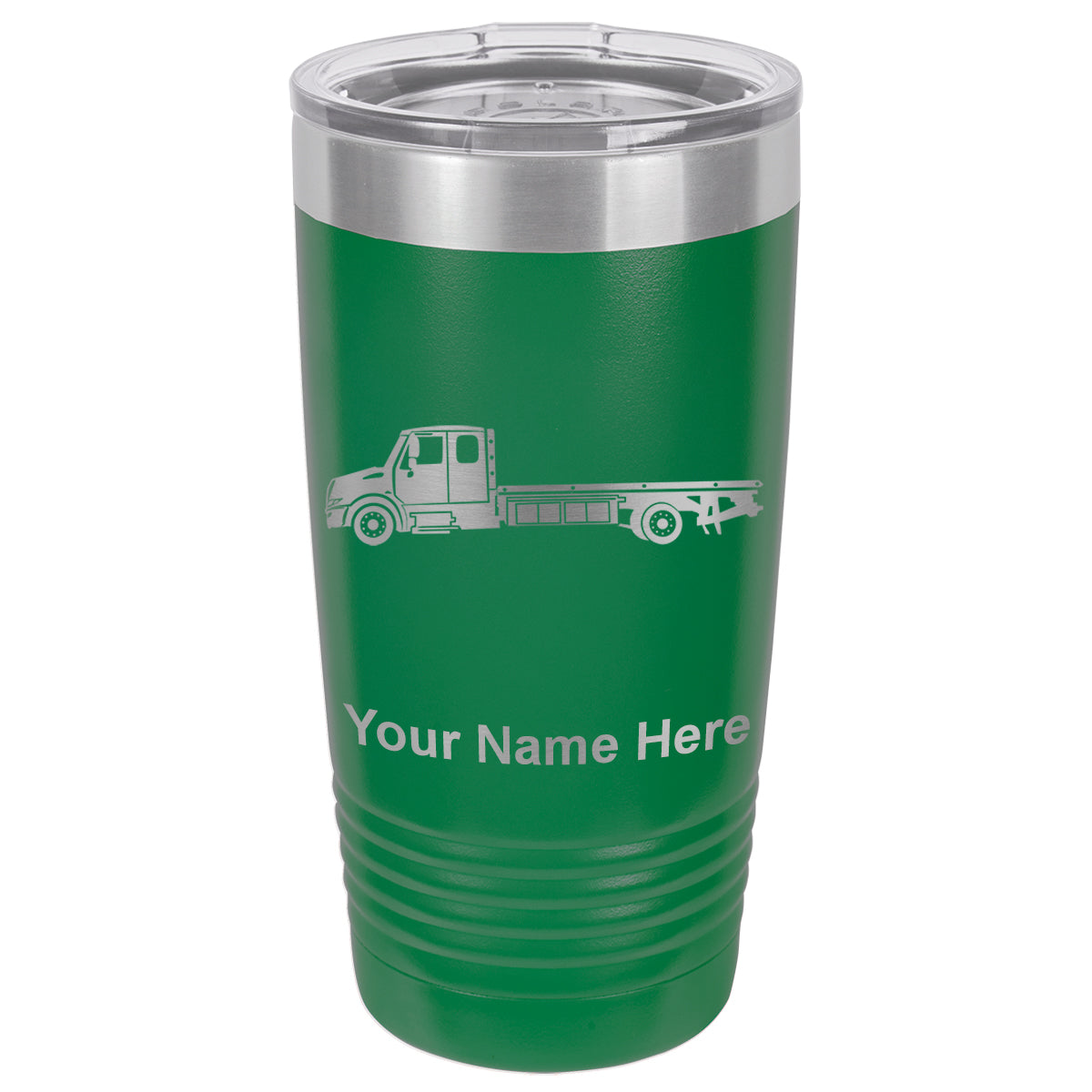 20oz Vacuum Insulated Tumbler Mug, Flat Bed Tow Truck, Personalized Engraving Included