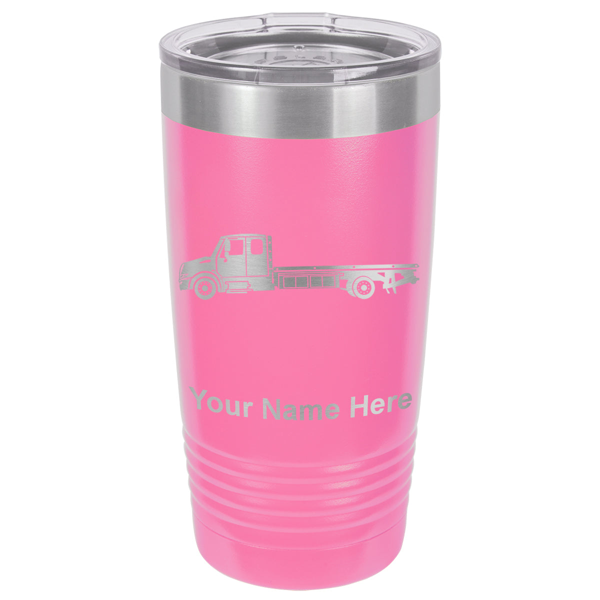 20oz Vacuum Insulated Tumbler Mug, Flat Bed Tow Truck, Personalized Engraving Included