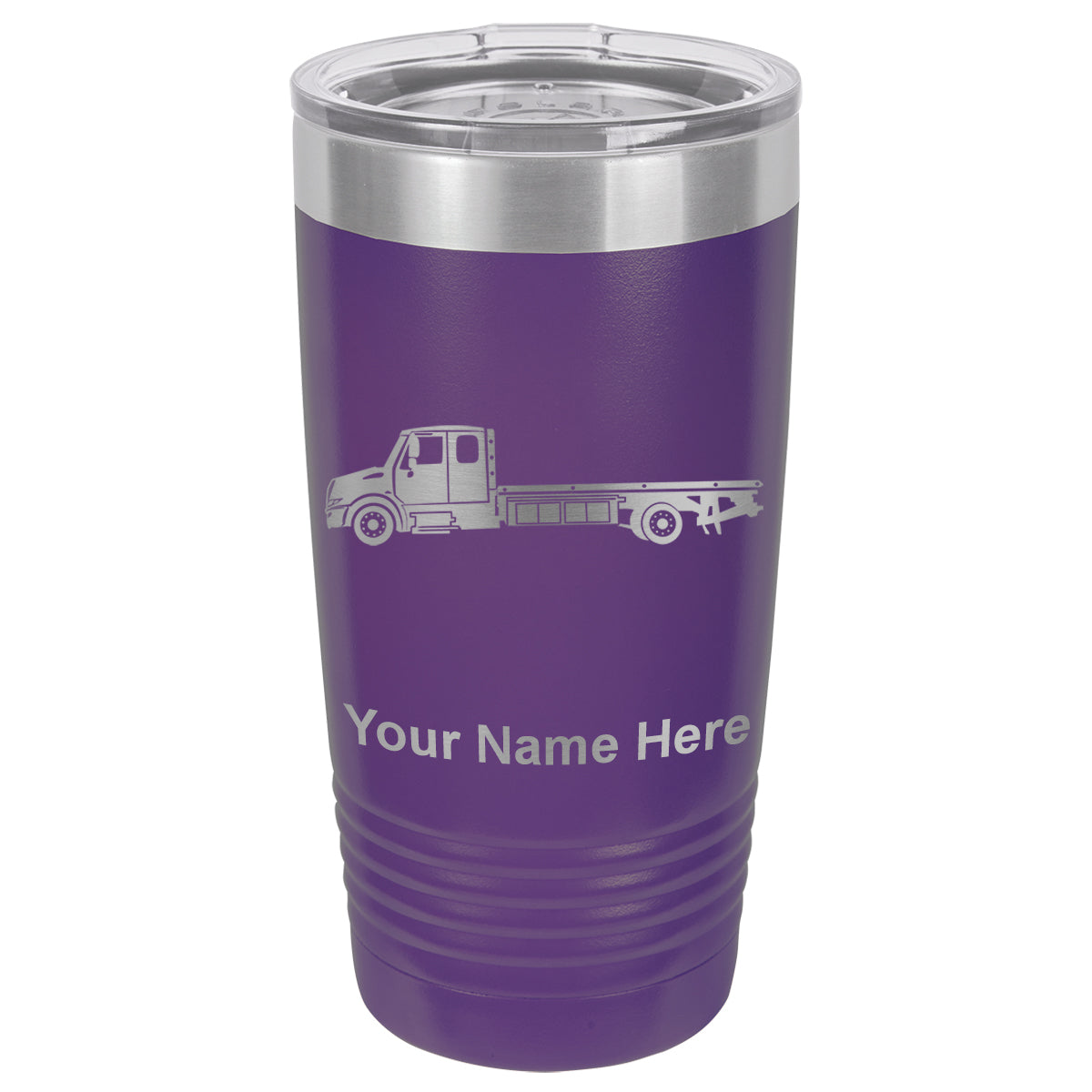 20oz Vacuum Insulated Tumbler Mug, Flat Bed Tow Truck, Personalized Engraving Included