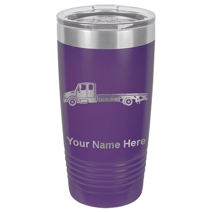 20oz Vacuum Insulated Tumbler Mug, Flat Bed Tow Truck, Personalized Engraving Included