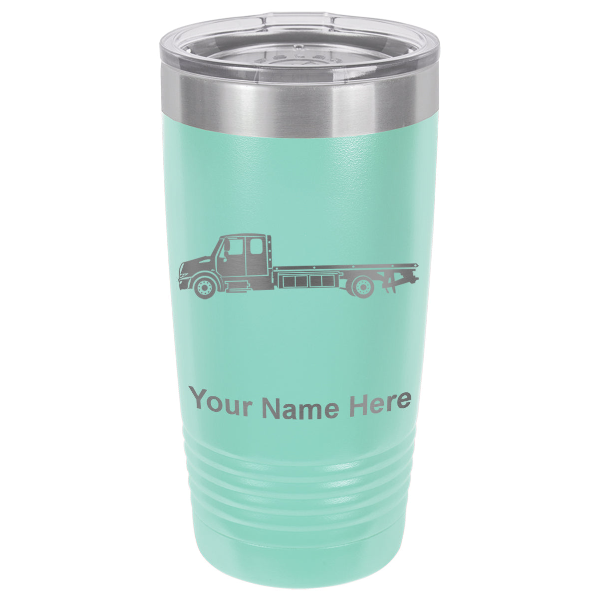 20oz Vacuum Insulated Tumbler Mug, Flat Bed Tow Truck, Personalized Engraving Included