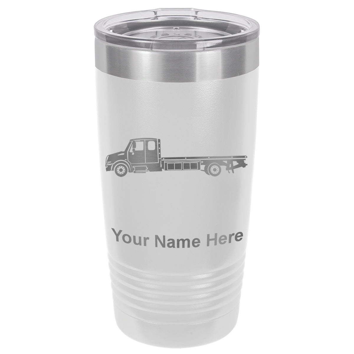 20oz Vacuum Insulated Tumbler Mug, Flat Bed Tow Truck, Personalized Engraving Included