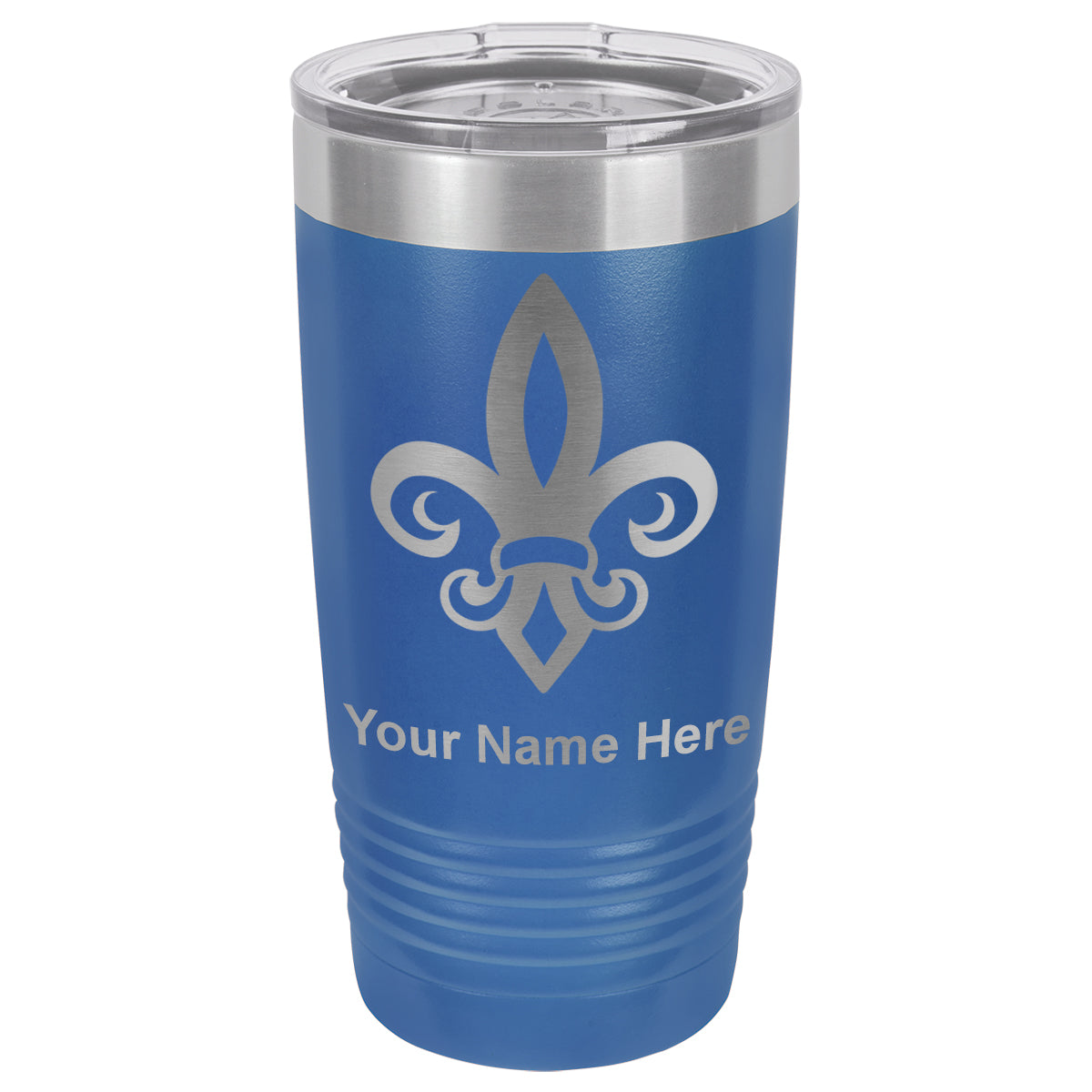 20oz Vacuum Insulated Tumbler Mug, Fleur de Lis, Personalized Engraving Included