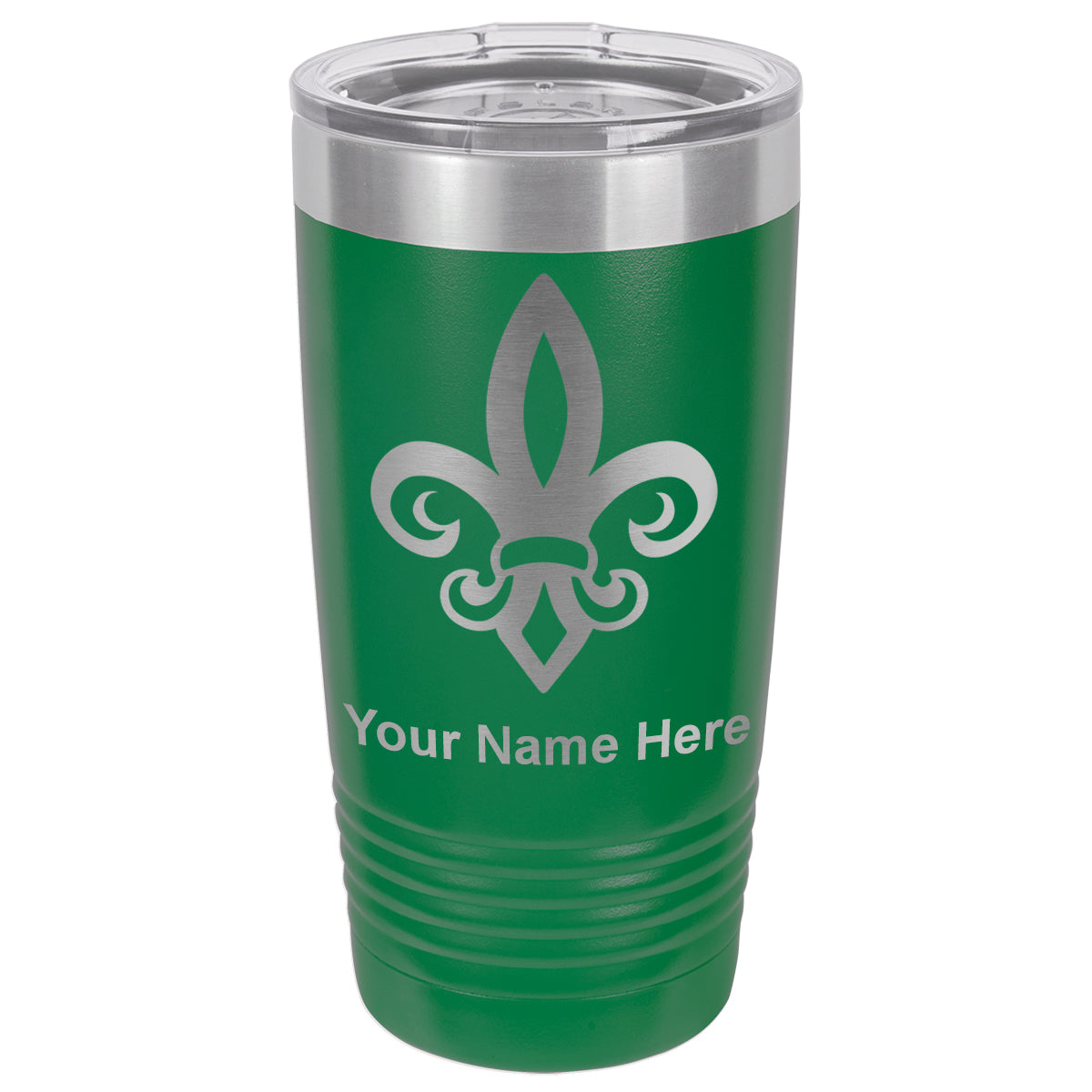 20oz Vacuum Insulated Tumbler Mug, Fleur de Lis, Personalized Engraving Included