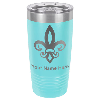 20oz Vacuum Insulated Tumbler Mug, Fleur de Lis, Personalized Engraving Included