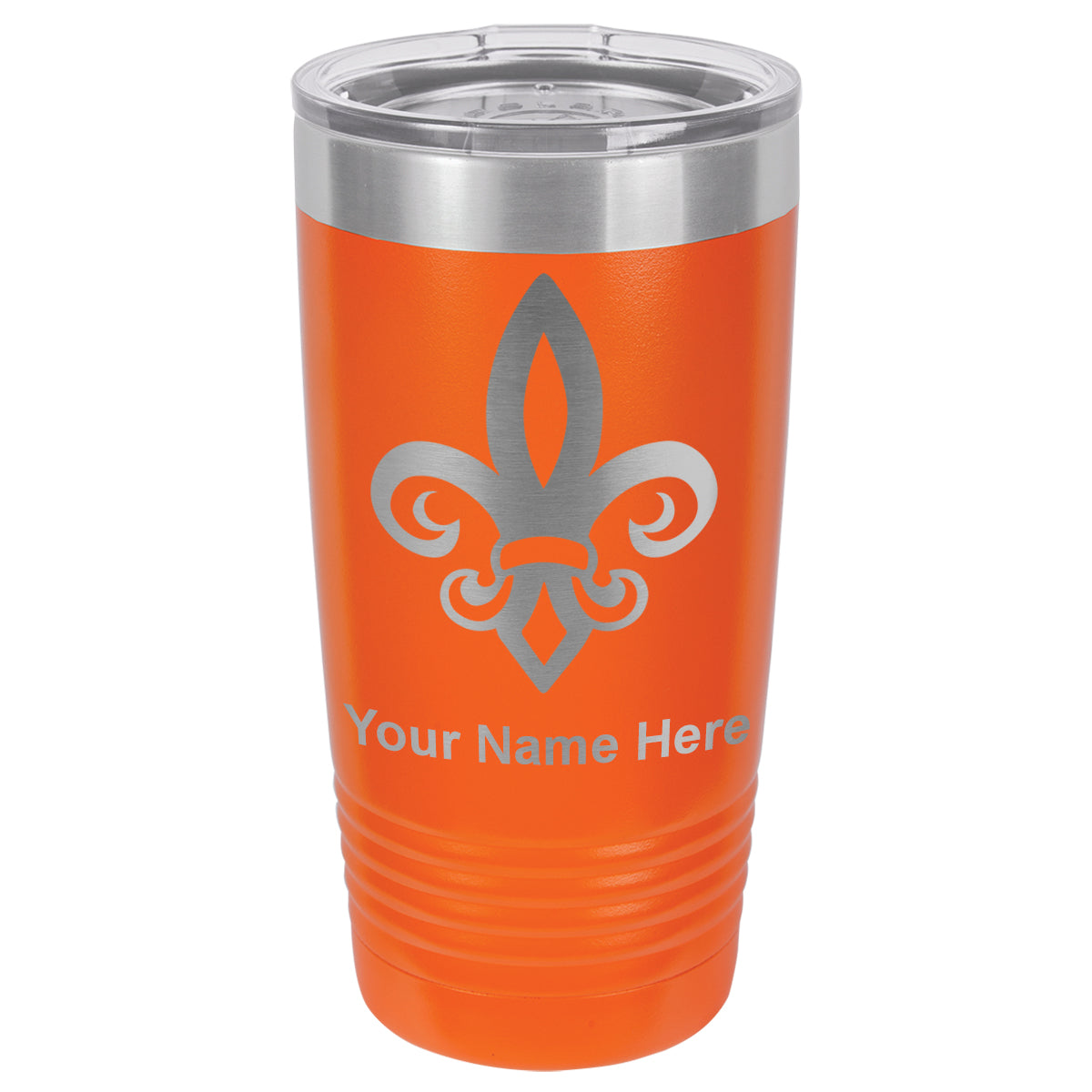 20oz Vacuum Insulated Tumbler Mug, Fleur de Lis, Personalized Engraving Included