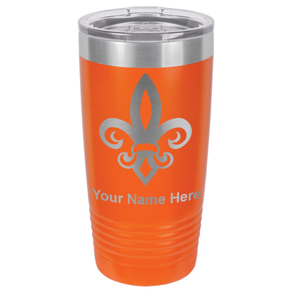 20oz Vacuum Insulated Tumbler Mug, Fleur de Lis, Personalized Engraving Included