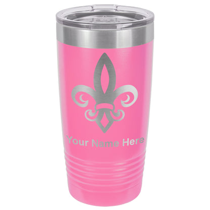 20oz Vacuum Insulated Tumbler Mug, Fleur de Lis, Personalized Engraving Included