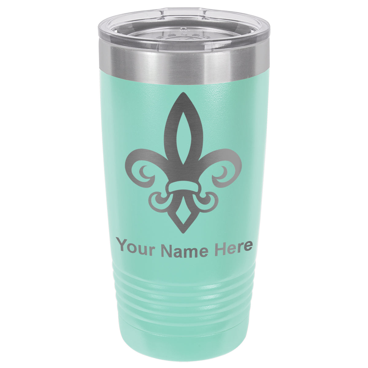 20oz Vacuum Insulated Tumbler Mug, Fleur de Lis, Personalized Engraving Included