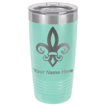 20oz Vacuum Insulated Tumbler Mug, Fleur de Lis, Personalized Engraving Included