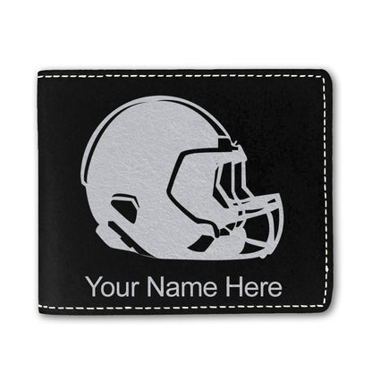 Faux Leather Bi-Fold Wallet, Football Helmet, Personalized Engraving Included