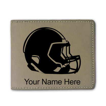 Faux Leather Bi-Fold Wallet, Football Helmet, Personalized Engraving Included