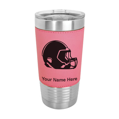 20oz Faux Leather Tumbler Mug, Football Helmet, Personalized Engraving Included - LaserGram Custom Engraved Gifts