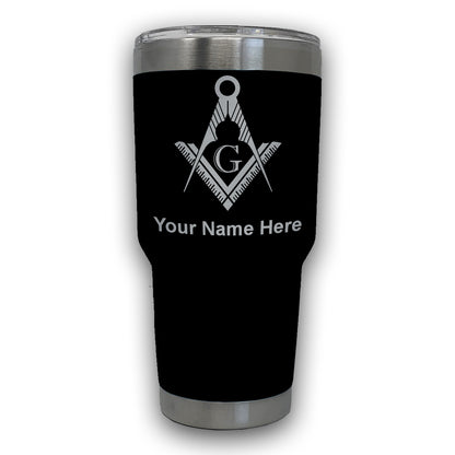 LaserGram 30oz Tumbler Mug, Freemason Symbol, Personalized Engraving Included