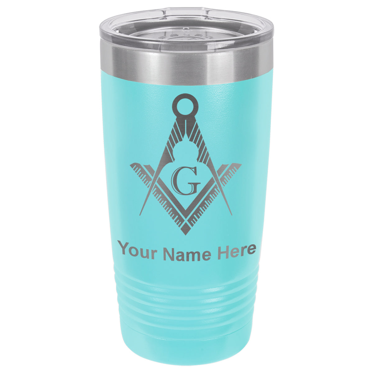 20oz Vacuum Insulated Tumbler Mug, Freemason Symbol, Personalized Engraving Included