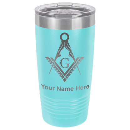 20oz Vacuum Insulated Tumbler Mug, Freemason Symbol, Personalized Engraving Included