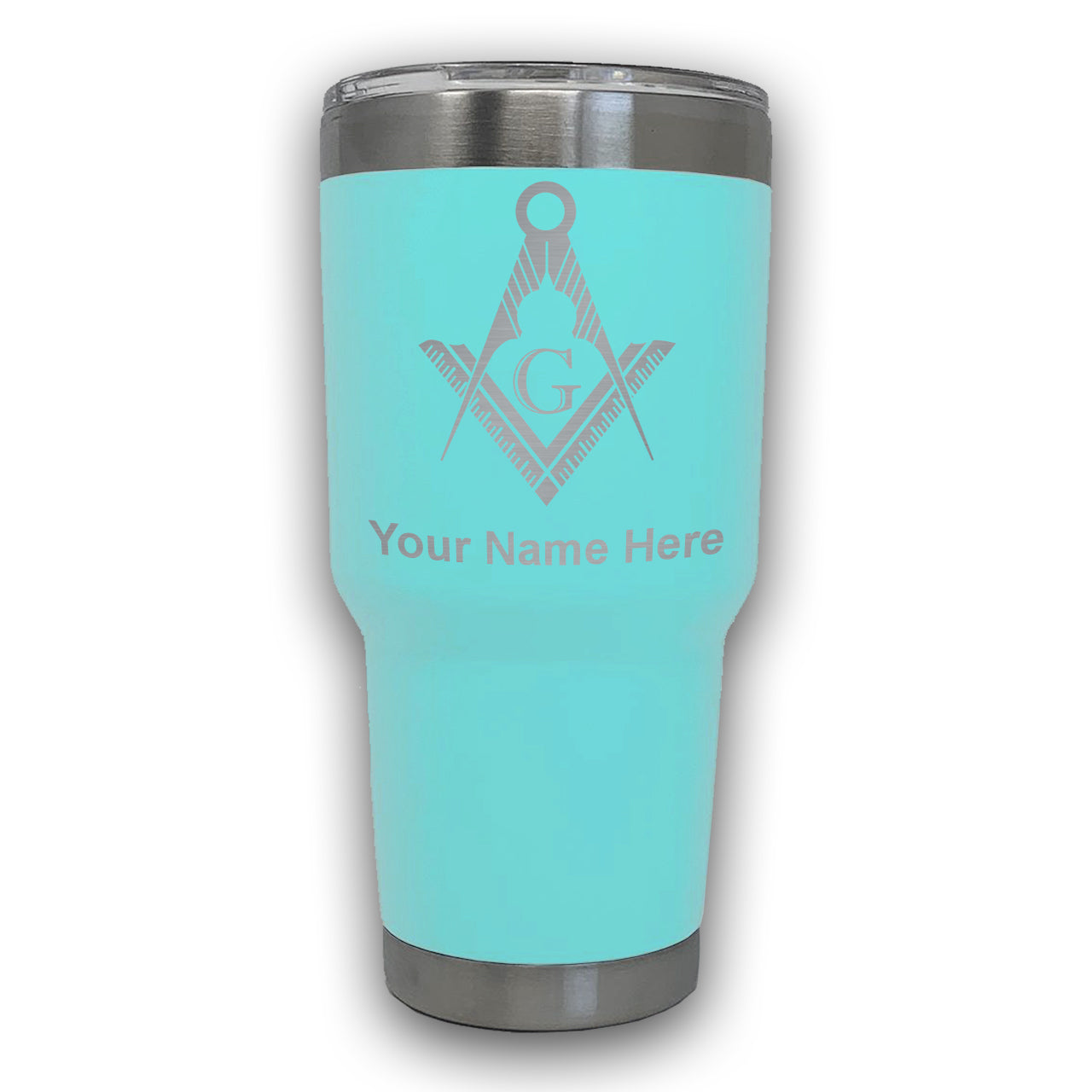 LaserGram 30oz Tumbler Mug, Freemason Symbol, Personalized Engraving Included