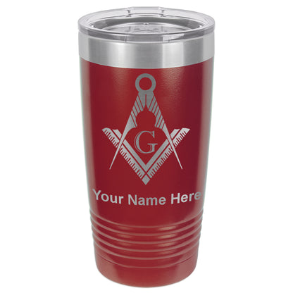 20oz Vacuum Insulated Tumbler Mug, Freemason Symbol, Personalized Engraving Included