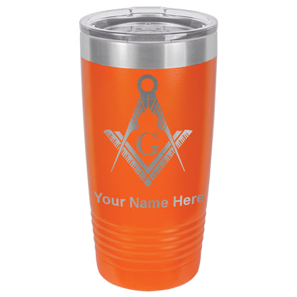 20oz Vacuum Insulated Tumbler Mug, Freemason Symbol, Personalized Engraving Included