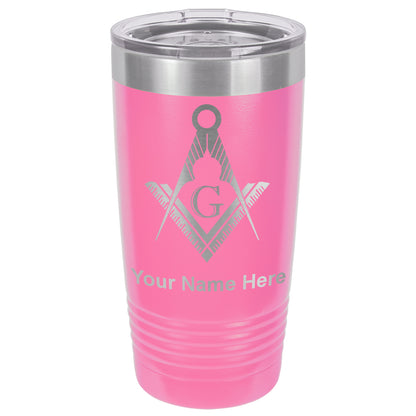 20oz Vacuum Insulated Tumbler Mug, Freemason Symbol, Personalized Engraving Included