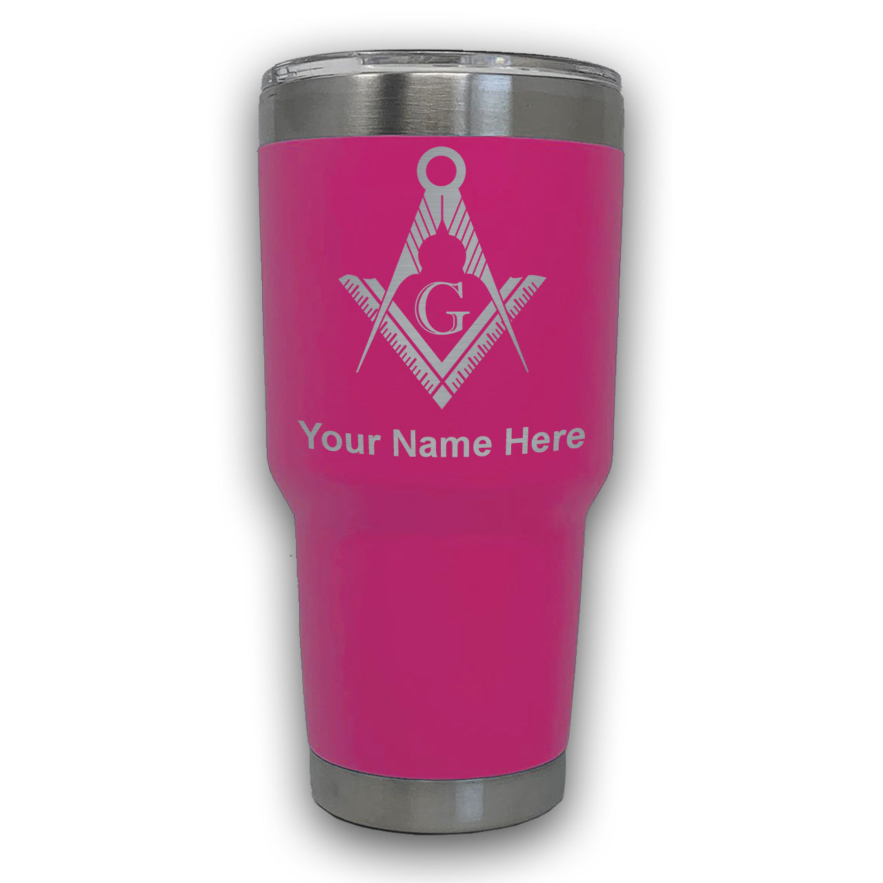 LaserGram 30oz Tumbler Mug, Freemason Symbol, Personalized Engraving Included